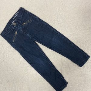 Gap girls mini skinny zip pocket dark wash denim blue jeans size 4